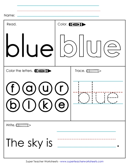 Worksheet 1: Blue (Printable PDF Worksheet)