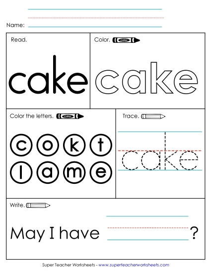 Worksheet 1: Cake (Printable PDF Worksheet)
