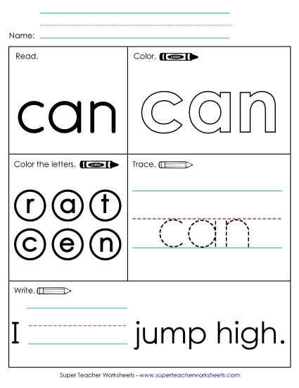 Worksheet 1: Can (Printable PDF Worksheet)