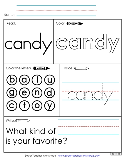 Worksheet 1: Candy (Printable PDF Worksheet)