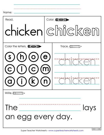 Worksheet 1: Chicken (Printable PDF Worksheet)