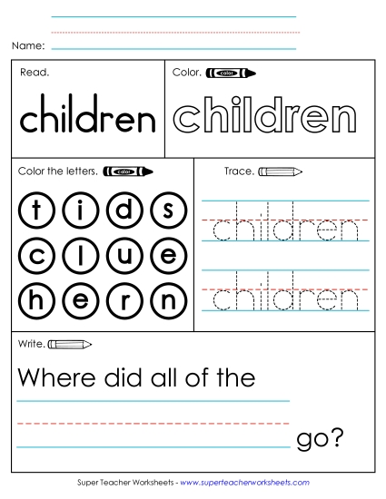 Worksheet 1: Children (Printable PDF Worksheet)