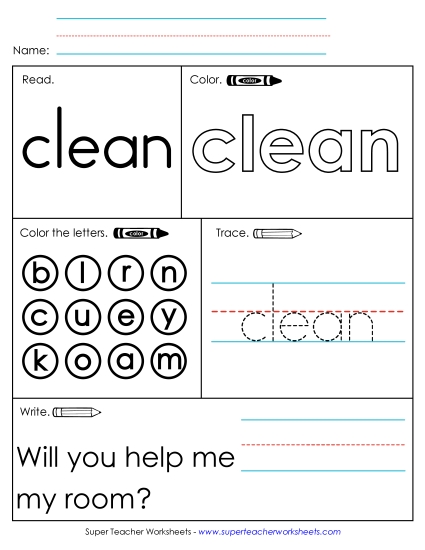 Worksheet 1: Clean (Printable PDF Worksheet)