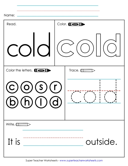 Worksheet 1: Cold (Printable PDF Worksheet)