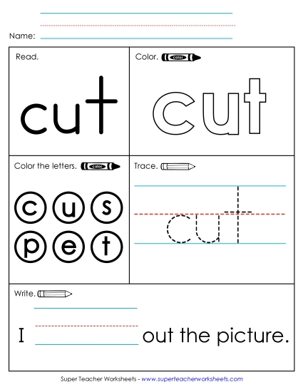 Worksheet 1: Cut (Printable PDF Worksheet)