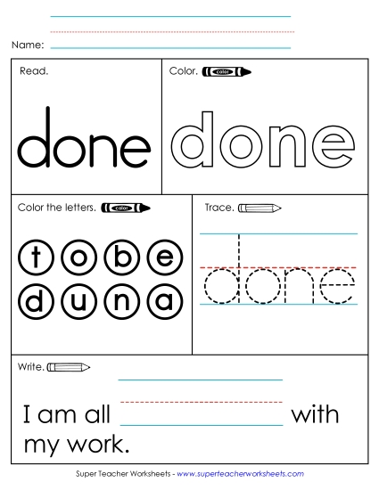 Worksheet 1: Done (Printable PDF Worksheet)