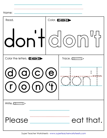 Worksheet 1: Don't (Printable PDF Worksheet)