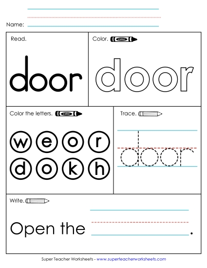Worksheet 1: Door (Printable PDF Worksheet)