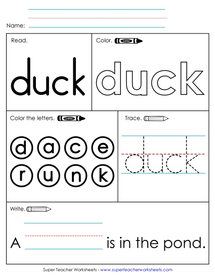Worksheet 1: Duck (Printable PDF Worksheet)