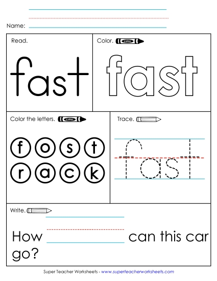 Worksheet 1: Fast (Printable PDF Worksheet)
