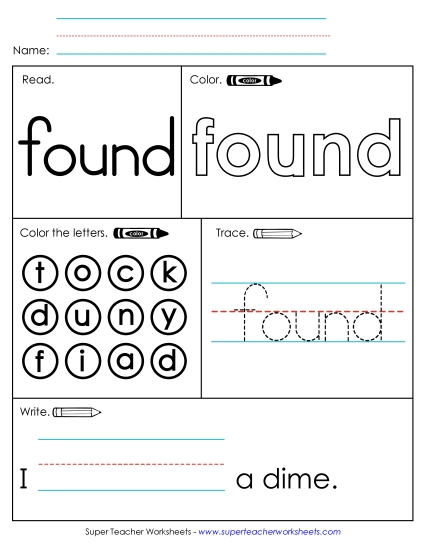 Worksheet 1: Found (Printable PDF Worksheet)