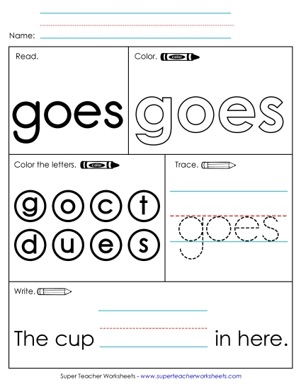 Worksheet 1: Goes (Printable PDF Worksheet)