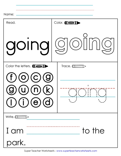 Worksheet 1: Going (Printable PDF Worksheet)