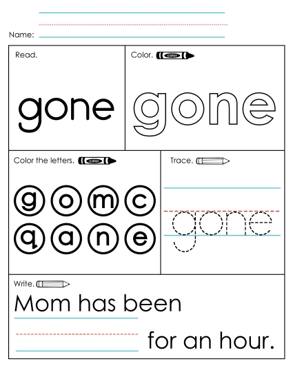 Worksheet 1: Gone (Printable PDF Worksheet)