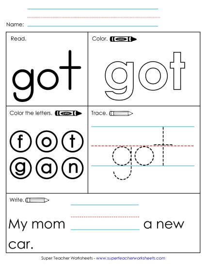 Worksheet 1: Got (Printable PDF Worksheet)