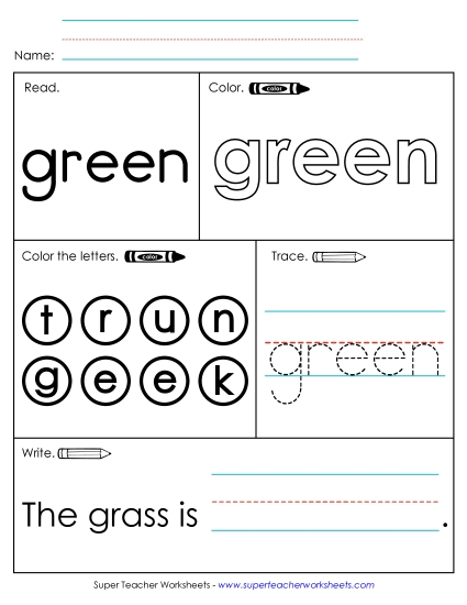 Worksheet 1: Green (Printable PDF Worksheet)