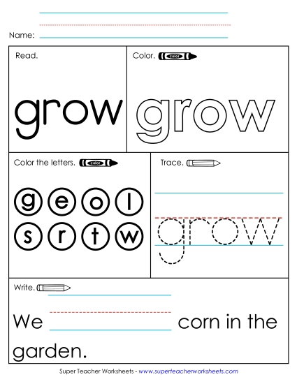 Worksheet 1: Grow (Printable PDF Worksheet)