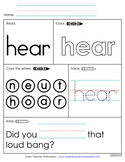 Worksheet 1: Hear (Printable PDF Worksheet)