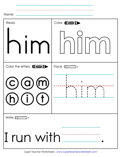 Worksheet 1: Him (Printable PDF Worksheet)