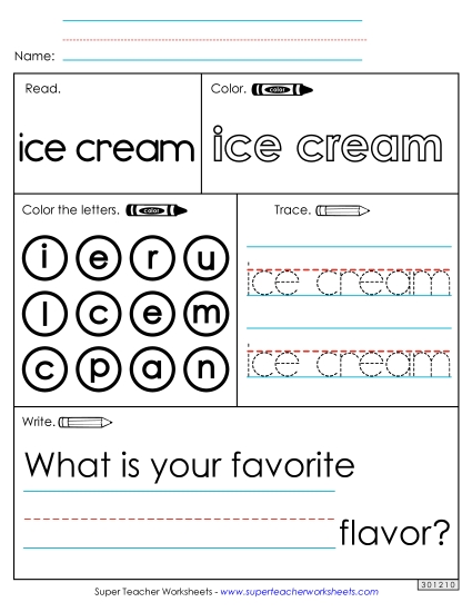 Worksheet 1: Ice Cream (Printable PDF Worksheet)