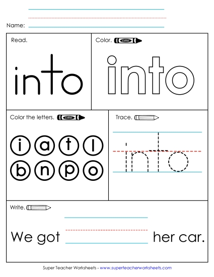Worksheet 1: Into (Printable PDF Worksheet)