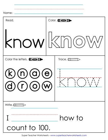 Worksheet 1: Know (Printable PDF Worksheet)