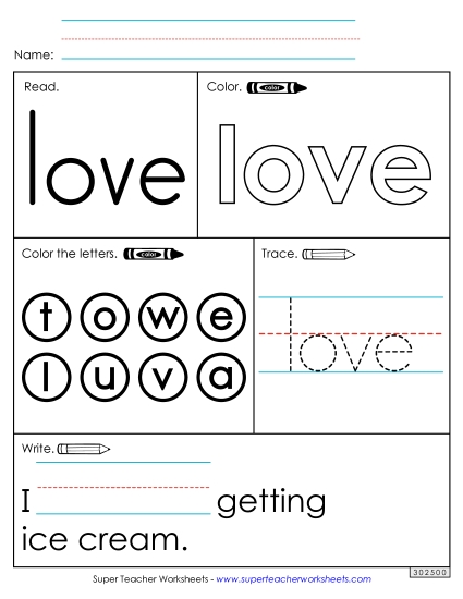 Worksheet 1: Love (Printable PDF Worksheet)