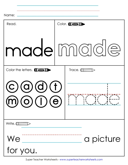 Worksheet 1: Made (Printable PDF Worksheet)