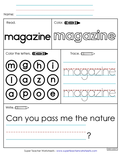 Worksheet 1: Magazine (Printable PDF Worksheet)