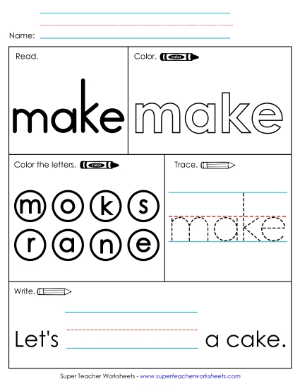 Worksheet 1: Make (Printable PDF Worksheet)