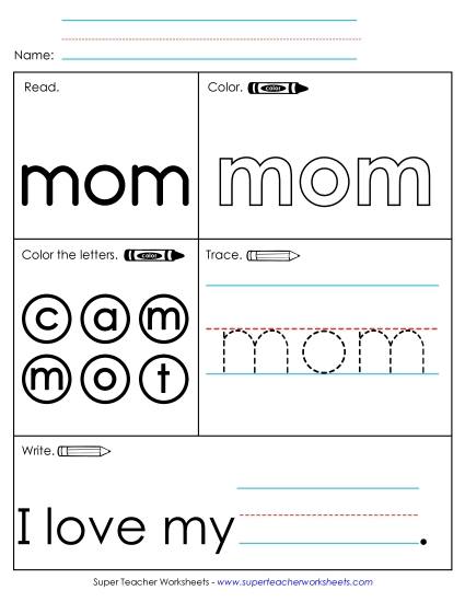 Worksheet 1: Mom (Printable PDF Worksheet)