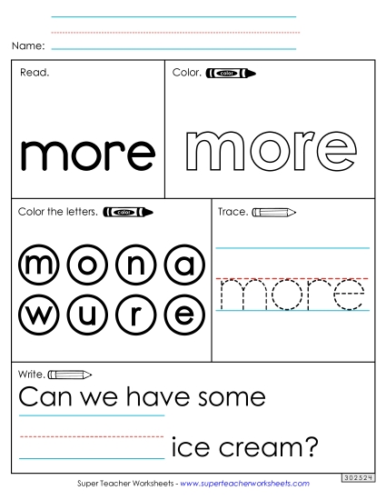 Worksheet 1: More (Printable PDF Worksheet)