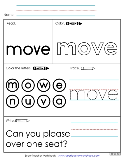 Worksheet 1: Move (Printable PDF Worksheet)