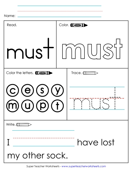 Worksheet 1: Must (Printable PDF Worksheet)