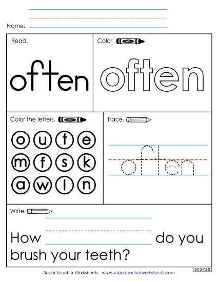 Worksheet 1: Often (Printable PDF Worksheet)