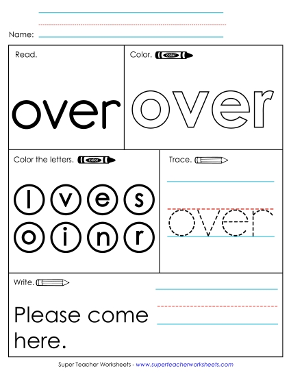 Worksheet 1: Over (Printable PDF Worksheet)
