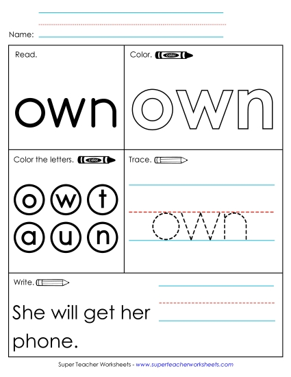 Worksheet 1: Own (Printable PDF Worksheet)