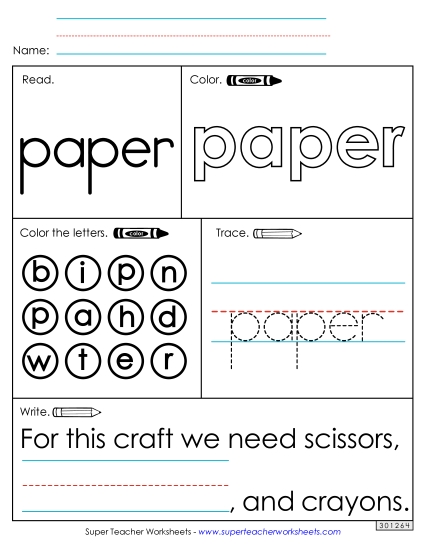 Worksheet 1: Paper (Printable PDF Worksheet)