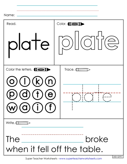 Worksheet 1: Plate (Printable PDF Worksheet)