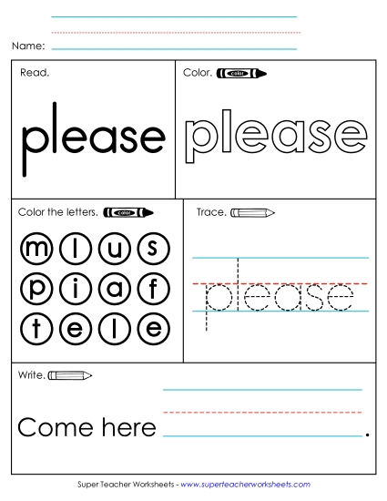 Worksheet 1: Please (Printable PDF Worksheet)