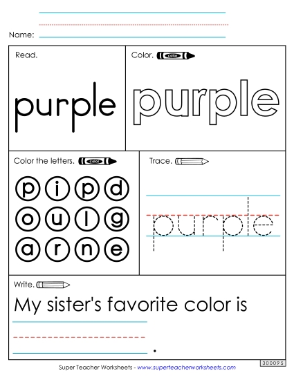 Worksheet 1: Purple (Printable PDF Worksheet)
