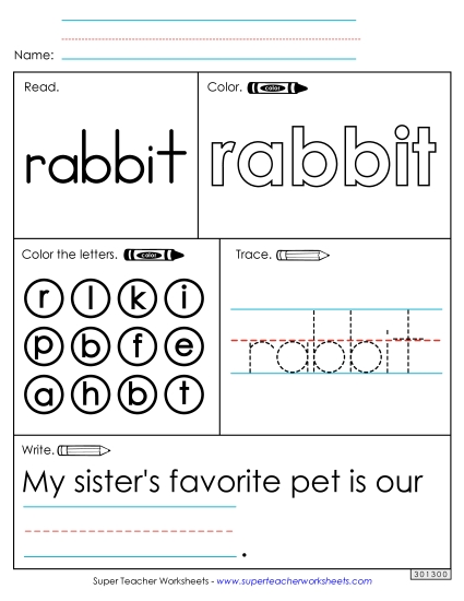 Worksheet 1: Rabbit (Printable PDF Worksheet)