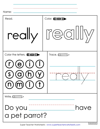 Worksheet 1: Really (Printable PDF Worksheet)