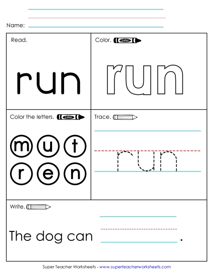 Worksheet 1: Run (Printable PDF Worksheet)