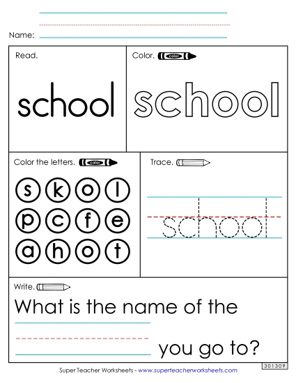 Worksheet 1: School (Printable PDF Worksheet)