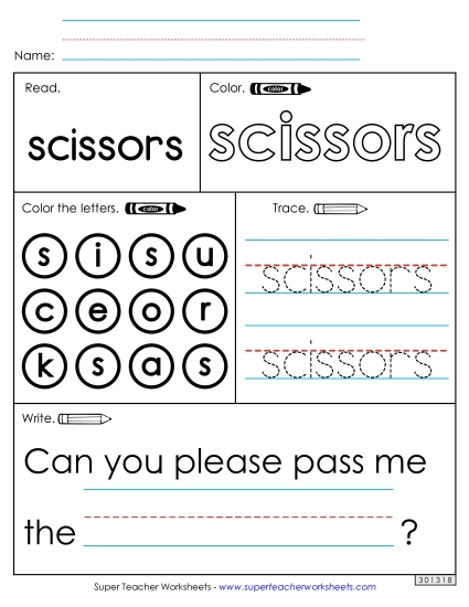 Worksheet 1: Scissors (Printable PDF Worksheet)