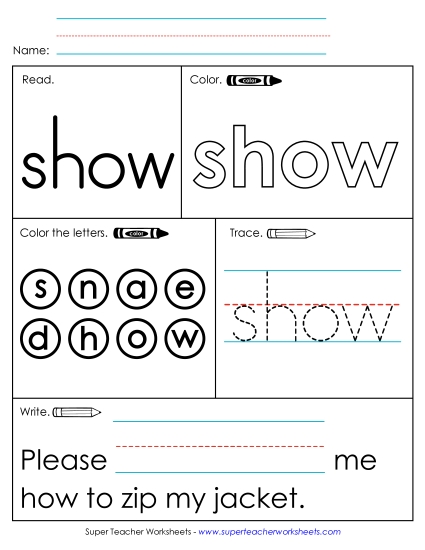 Worksheet 1: Show (Printable PDF Worksheet)