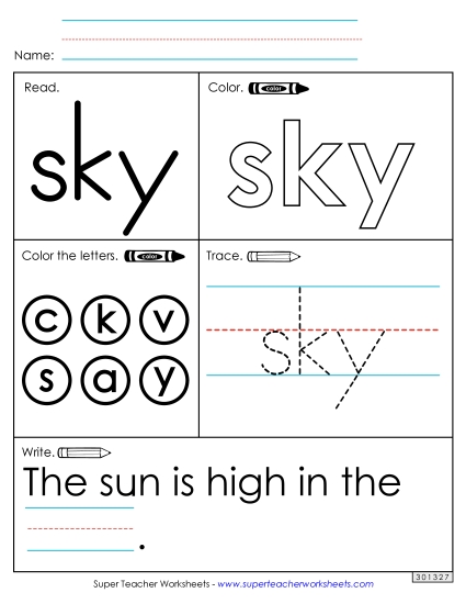 Worksheet 1: Sky (Printable PDF Worksheet)