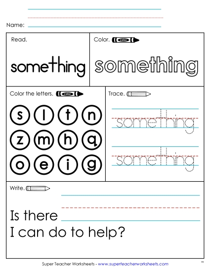 Worksheet 1: Something (Printable PDF Worksheet)
