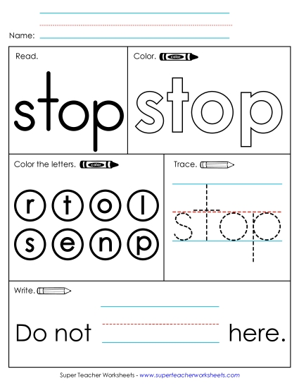 Worksheet 1: Stop (Printable PDF Worksheet)